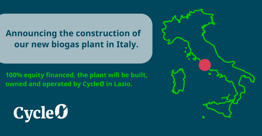 Cycle0 anuncia la construcción de la primera planta de biogás en Italia